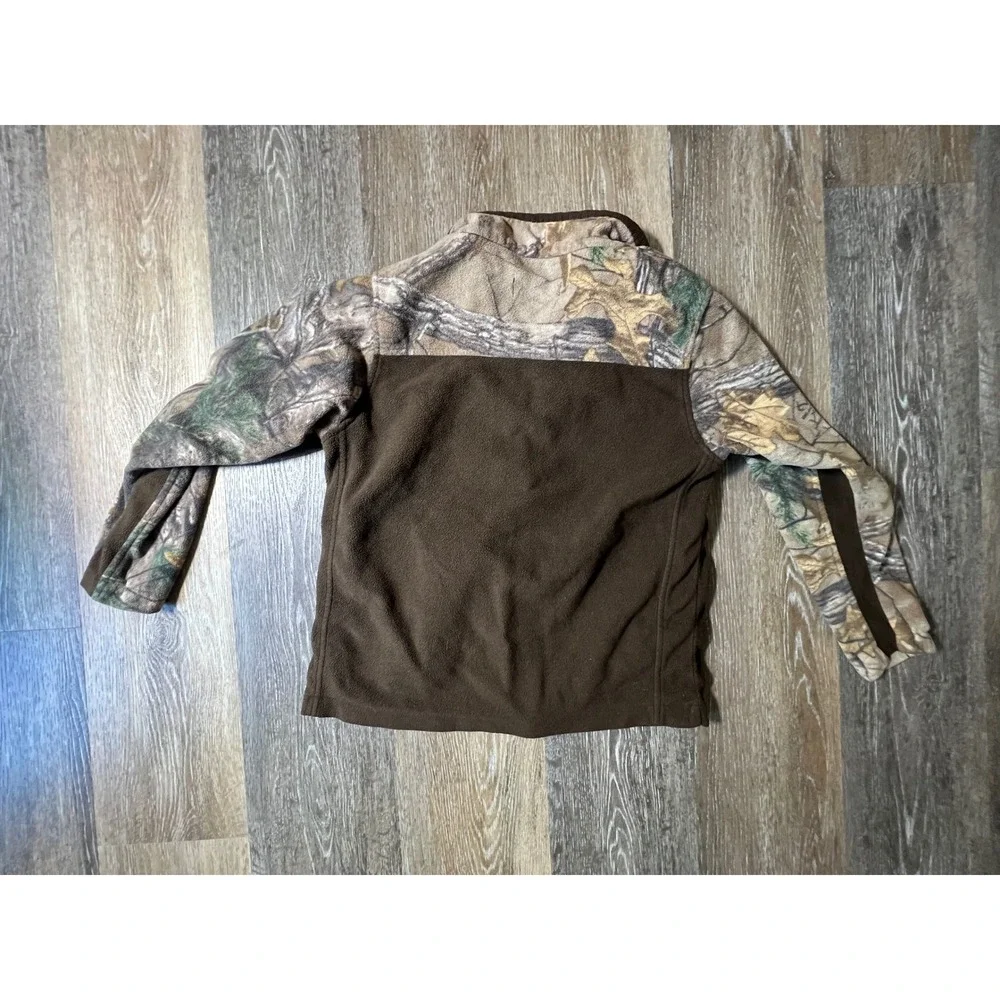 Game Winner Fleece Jacket Youth Medium Brown Camo Full Zip Pocket Mock Neck